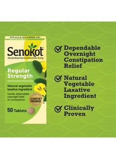 Senokot Regular Strength Tablets Natural Vegetable Laxative Ingredient, 50 Count  - Image 2