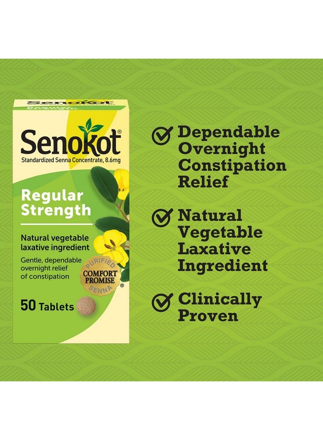 Senokot Regular Strength Tablets Natural Vegetable Laxative Ingredient, 50 Count - Image 2