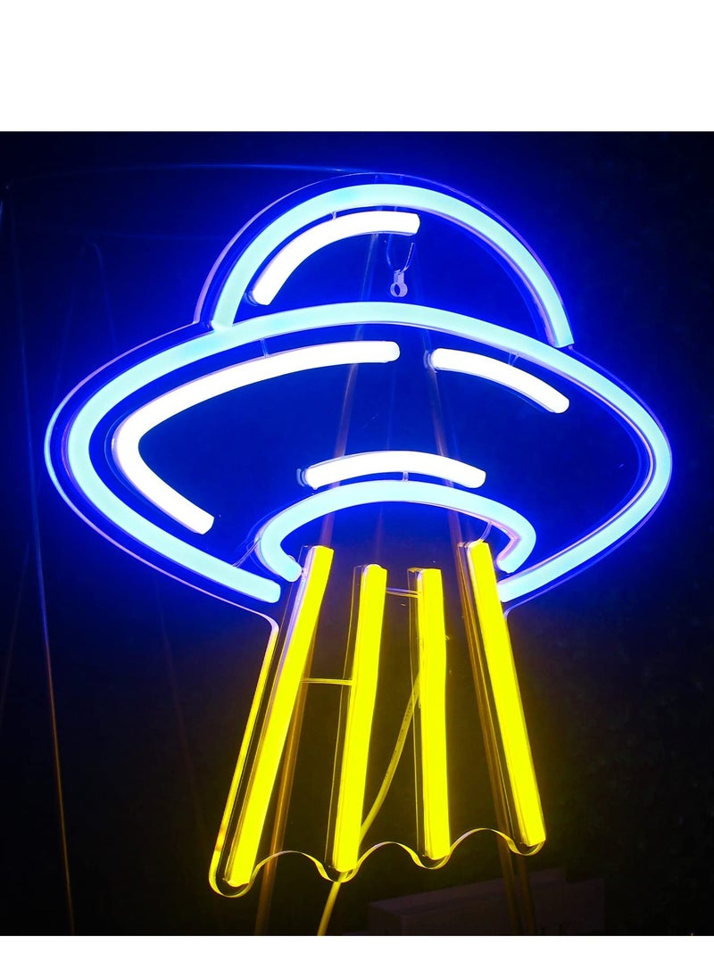 Excefore UFO Neon Sign, Neon Sign For Room, Alien Led Neon Light Wall Decor, Spacecraft Neon Light Sign, Spaceship Neon Signs, for Bedroom Game Room Wall Decor, for UFO Lovers Bedroom Gift  - Image 2