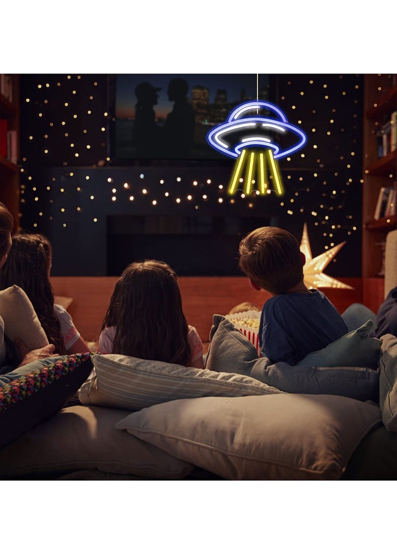 Excefore UFO Neon Sign, Neon Sign For Room, Alien Led Neon Light Wall Decor, Spacecraft Neon Light Sign, Spaceship Neon Signs, for Bedroom Game Room Wall Decor, for UFO Lovers Bedroom Gift  - Image 3