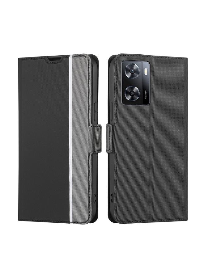 اس-توب جراب لهاتف OPPO A57s 4G / A57e 4G جراب هاتف جلدي بمشبك جانبي من نسيج قطني - Image 1