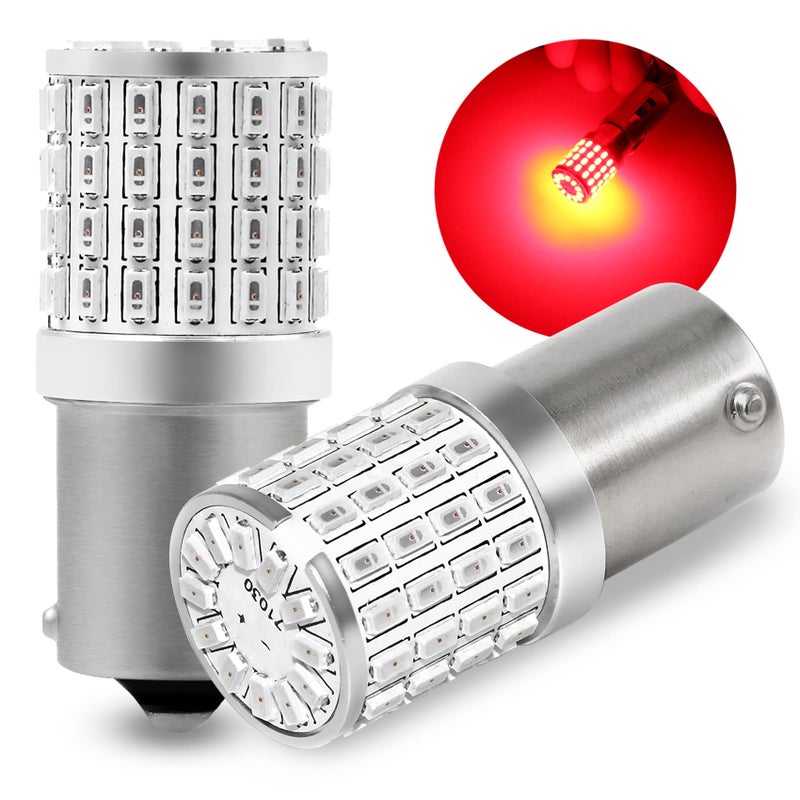 PHINLION 1156 Red LED Light Bulbs Super Bright 3014 72SMD BA15S 7506 2396 3497 LED Bulb Replacement for Brake Tail 3rd Center High Mount Stop Lights Pack of 2