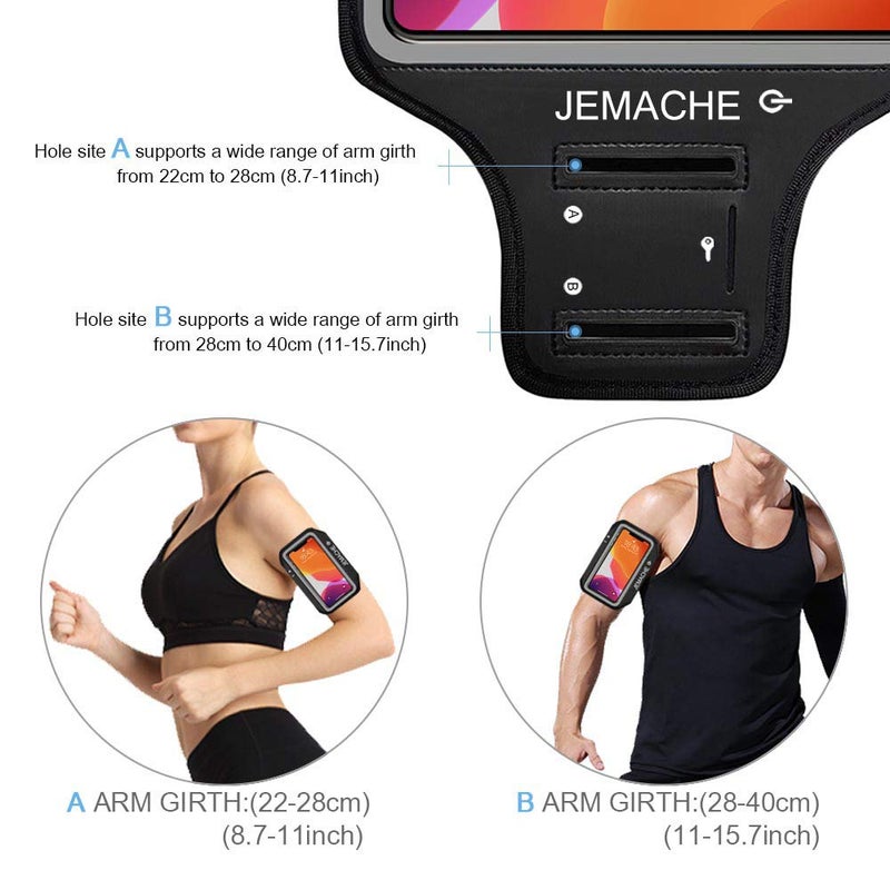 JEMACHE iPhone 17 16 15 Pro Max Armband with Earphone Holder, JEMACHE Gym Running Workouts Arm Band for iPhone Air, 17 16 15 14 13 12 Pro Max/Plus (Dark) - Image 5