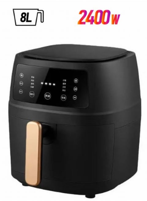 8L Air Fryer 2400W Extra Large Capacity Multi Functional Digital Air Fryer – Oil-Free Cooking, Smart Temp Control, Non-Stick & Auto Shut-Off (Matte Black)