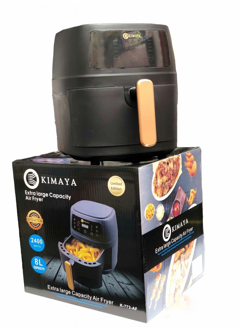Kimaya - 8L Air Fryer 2400W Extra Large Capacity Multi Functional Digital Air Fryer – Oil-Free Cooking, Smart Temp Control, Non-Stick & Auto Shut-Off (Matte Black) - Image 1