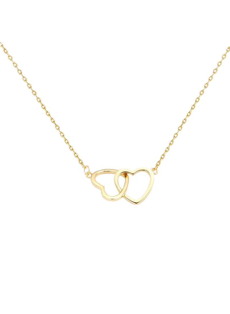 Love necklace for women, double heart-shaped metal jewelry, cute pendant for girls  - Image 1