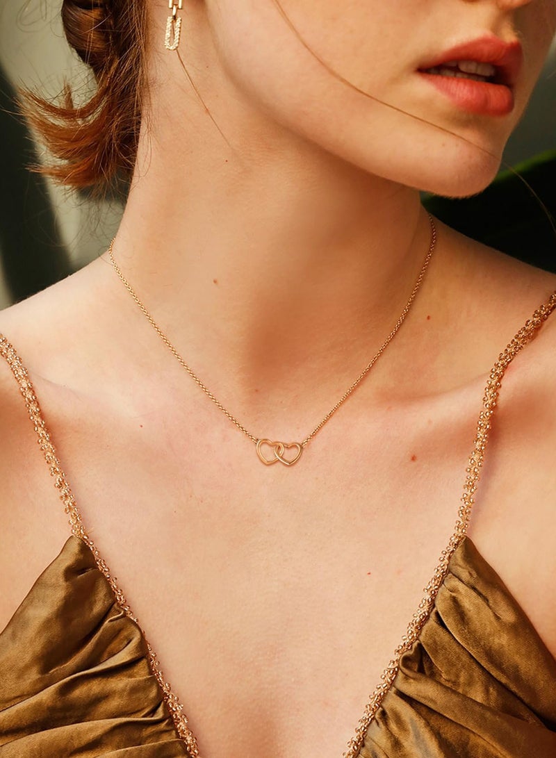 Love necklace for women, double heart-shaped metal jewelry, cute pendant for girls  - Image 5
