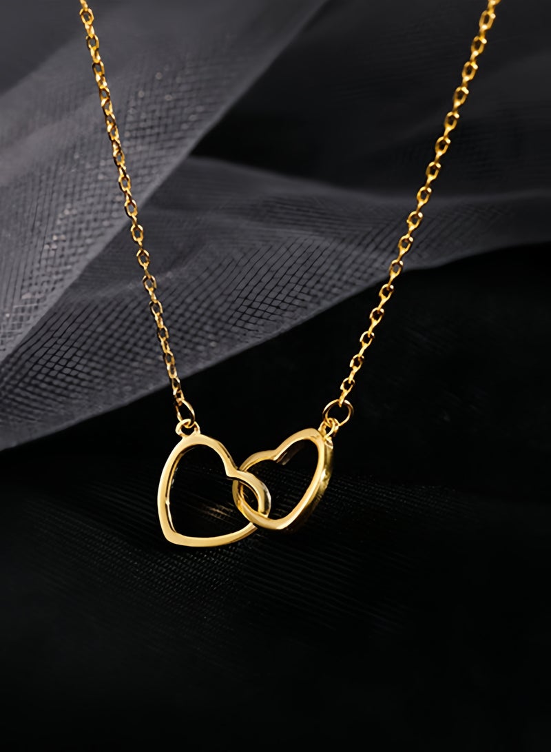 Love necklace for women, double heart-shaped metal jewelry, cute pendant for girls  - Image 2
