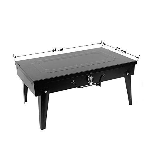 DISHIN SWAMEY Foldable Briefcase Style Charcoal Barbecue and Tandoor Grill Barbeque Stand for Outdoor Picnic Camping and Traveling- BBQ Now with Frying and Roasting Performance (Black) - Image 3