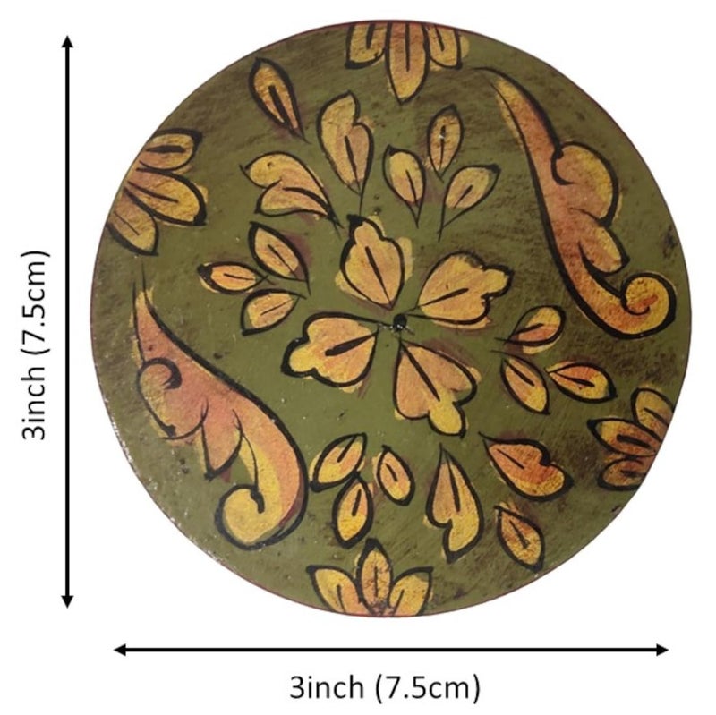 Purpledip Wooden Coasters (Set of 6): Hand-Painted Decorative Barware (10260) - Image 3