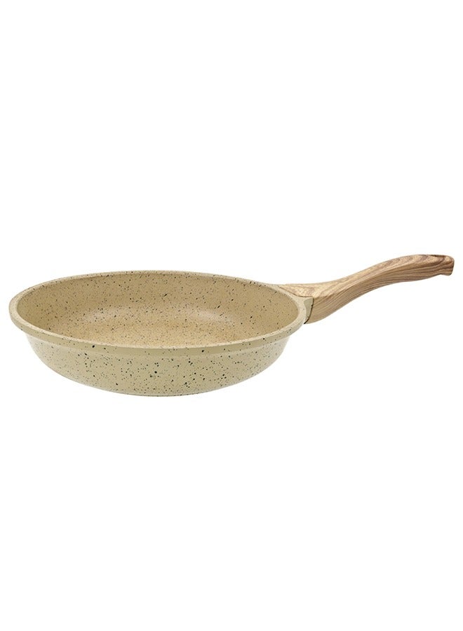 PROCILA Non-Stick Granite FryPan With Wooden Handle Beige 28cm - Image 1