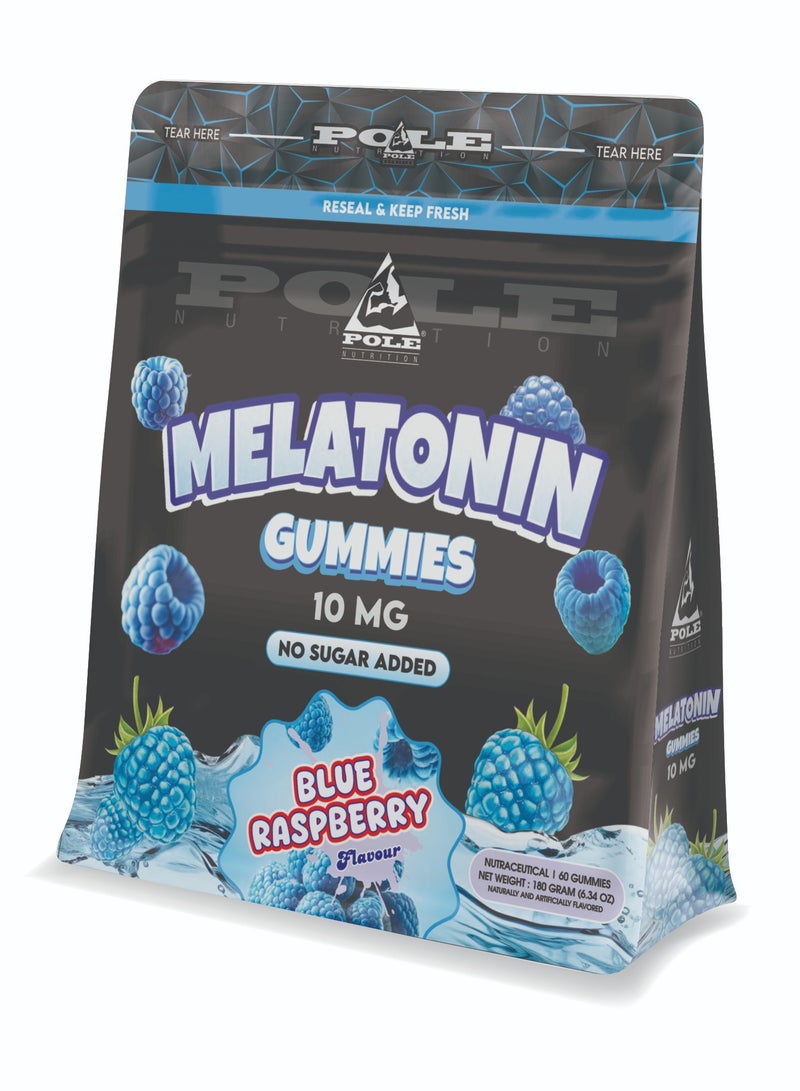 POLE NUTRITION Melatonin Gummies 10mg - Sleep Support (Blue Raspberry, Sugar-Free) - Image 1