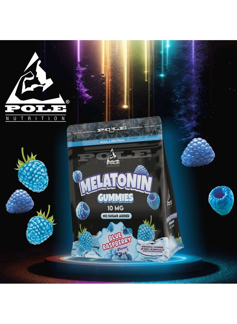 POLE NUTRITION Melatonin Gummies 10mg - Sleep Support (Blue Raspberry, Sugar-Free) - Image 3