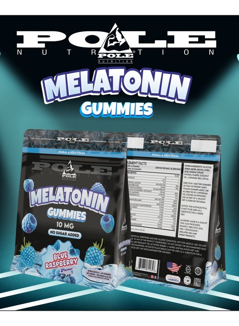 POLE NUTRITION Melatonin Gummies 10mg - Sleep Support (Blue Raspberry, Sugar-Free) - Image 4