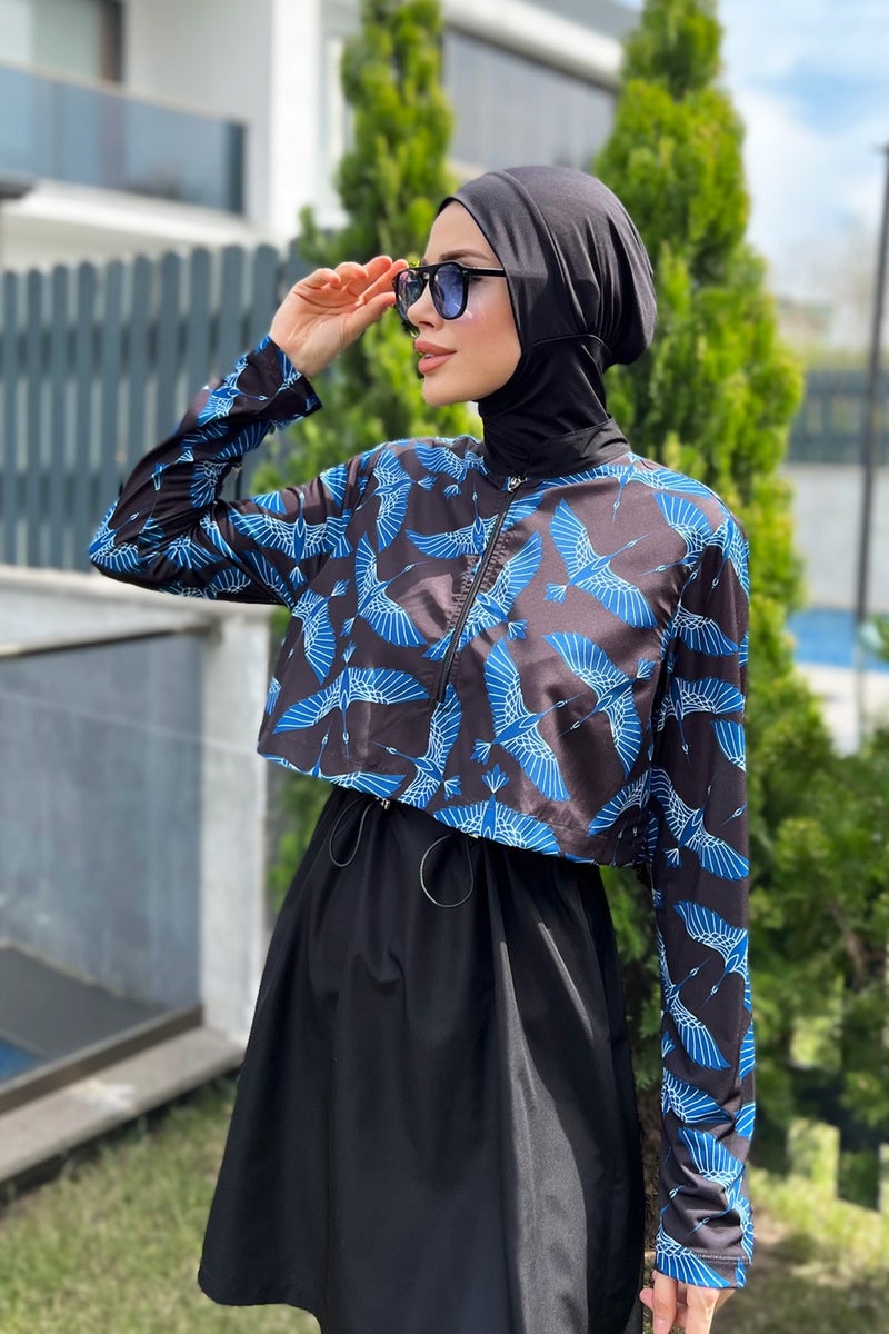 REMSA Parachute Fully Covered Hijab Swimsuit with Front Flap R066 Anka  - Image 1