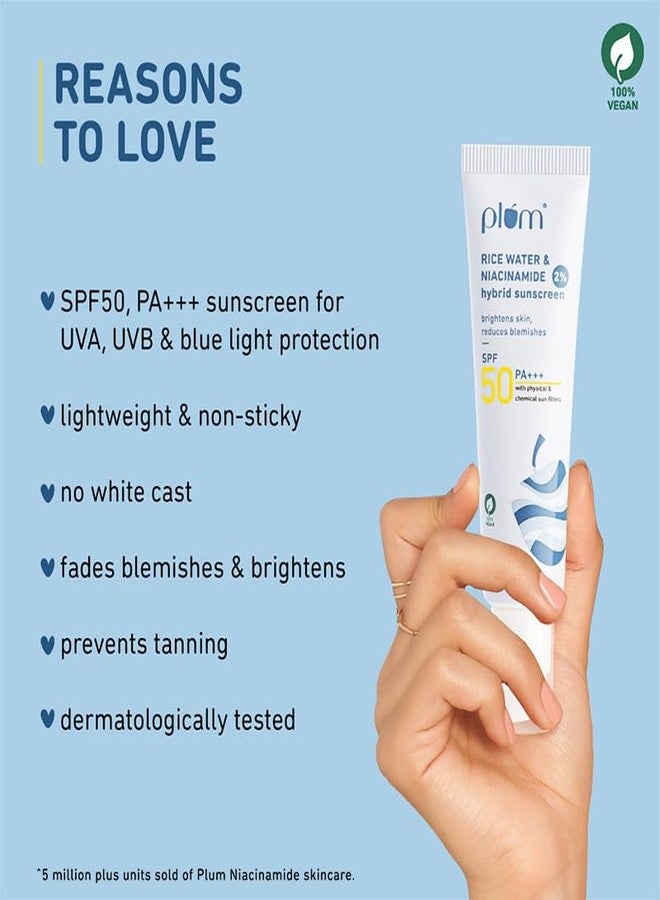 Plum All Skin Sunscreen - SPF 50 PA++++ 2% Niacinamide & Rice Water (Pack of 2) - Image 4