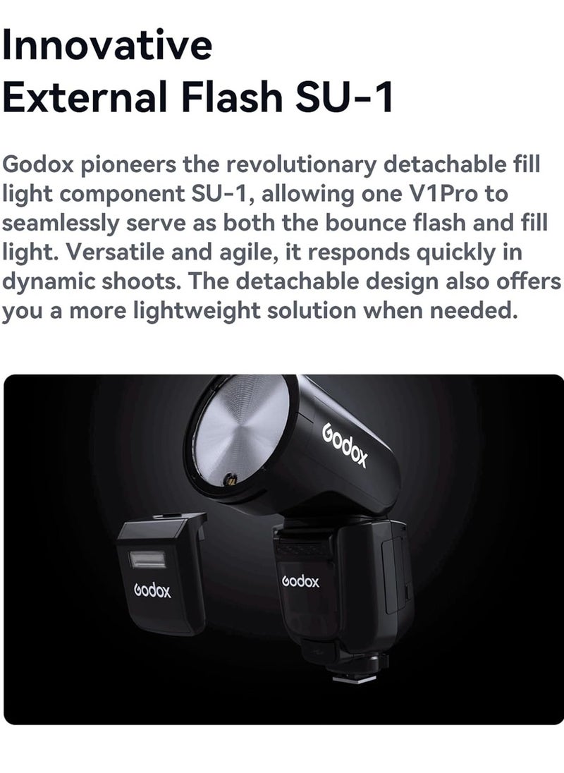 Godox V1 PRO S Camera Flash 2.4G Wireless Speedlight 1/8000s HSS 1.3s Recycle Time with M/TTL Flash Mode Type-C Powered with Sub Flash Speedlite Compatible with Sony Cameras  - Image 4
