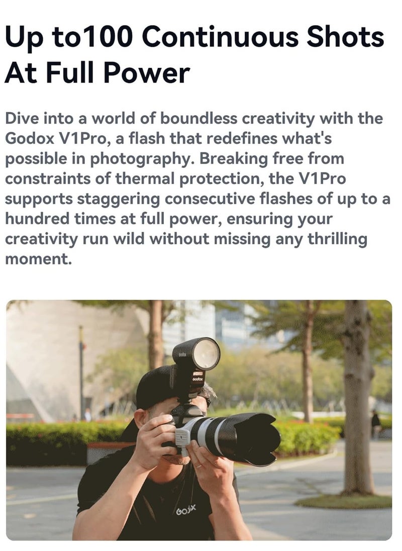 Godox - V1 PRO S Camera Flash 2.4G Wireless Speedlight 1/8000s HSS 1.3s Recycle Time with M/TTL Flash Mode Type-C Powered with Sub Flash Speedlite Compatible with Sony Cameras - Image 1