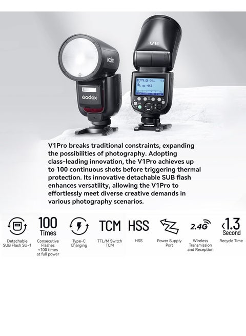 GODOX V1 PRO S 2.4G Wireless Camera Flash 1/8000s HSS 1.3s