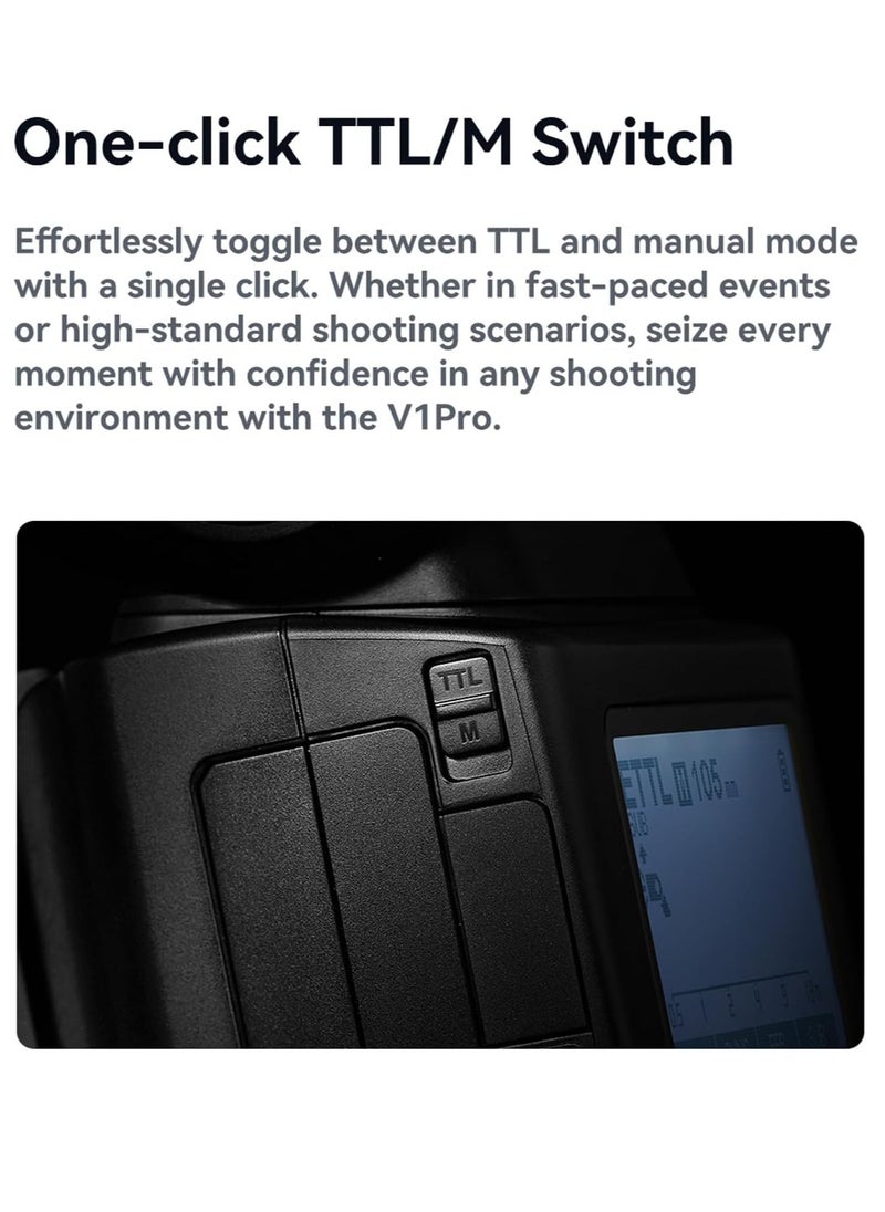 Godox - V1 PRO S Camera Flash 2.4G Wireless Speedlight 1/8000s HSS 1.3s Recycle Time with M/TTL Flash Mode Type-C Powered with Sub Flash Speedlite Compatible with Sony Cameras - Image 1