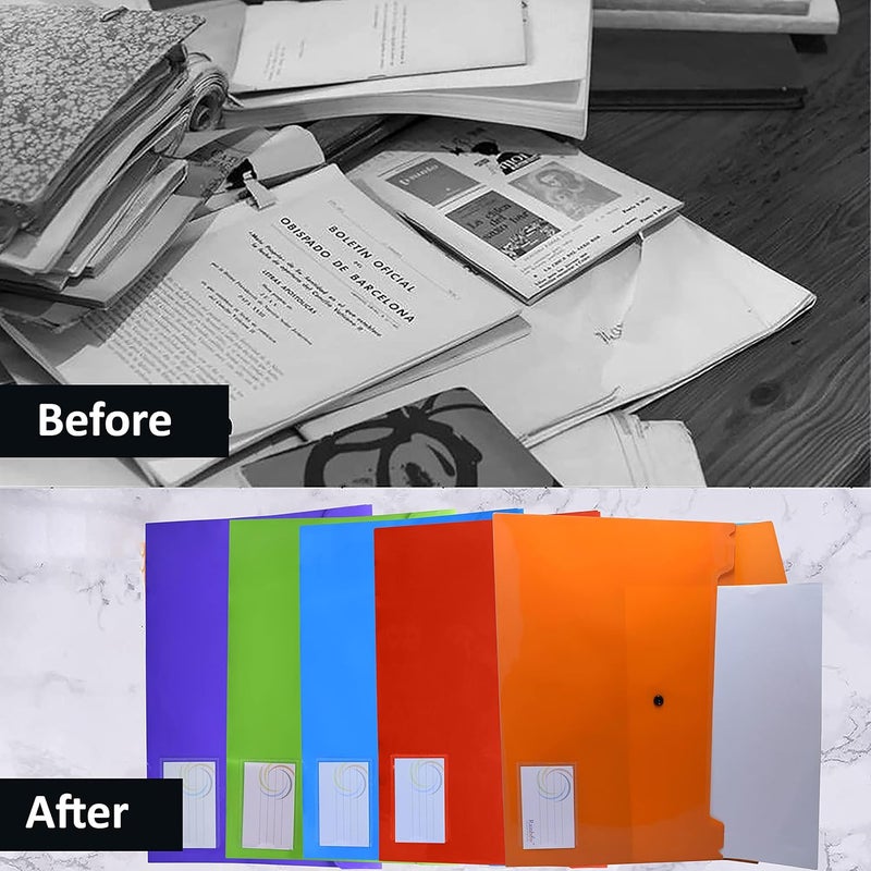 Shuban 20Pcs Plastic File Folders Envelope Expanding Documents Organizer - FS - Letter Size, Snap Closure, Legal Organizer for School, College, Hospital, and Office Use (Assorted Color) - Image 5