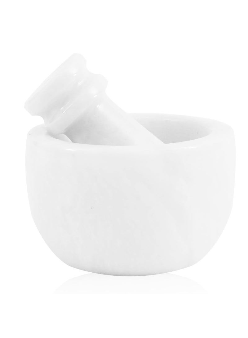 MARBLE RANGE Handmade White Marble Mortar & Pestle Set 2.5 Inch, Mini Garlic Crusher & Herb Grinder Bowl, Spice Grinder for Kitchen, Ideal for Cooking, Home, or Gift - Image 1