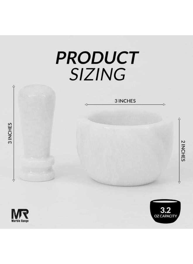 MARBLE RANGE Handmade White Marble Mortar & Pestle Set 2.5 Inch, Mini Garlic Crusher & Herb Grinder Bowl, Spice Grinder for Kitchen, Ideal for Cooking, Home, or Gift - Image 5