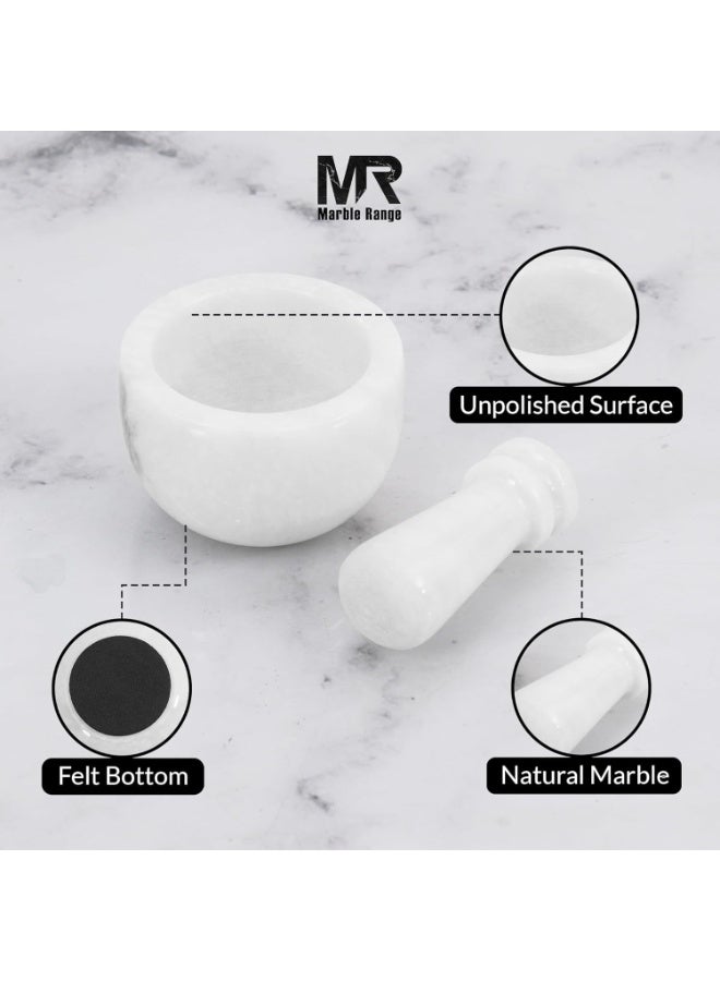 MARBLE RANGE Handmade White Marble Mortar & Pestle Set 2.5 Inch, Mini Garlic Crusher & Herb Grinder Bowl, Spice Grinder for Kitchen, Ideal for Cooking, Home, or Gift - Image 4