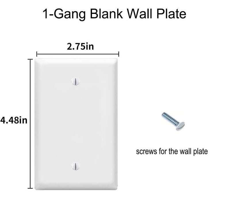 ZEFTV Blank Wall Plates 1-Gang blank Switch Outlet Electrical Cover Plate Unbreakable Thermoplastic Faceplate for Light Receptacle Outlet Switch, White (6 Pack) - Image 3
