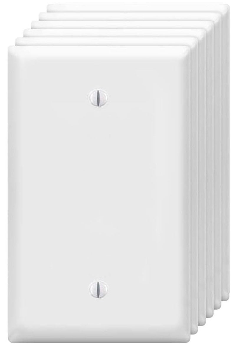 ZEFTV Blank Wall Plates 1-Gang blank Switch Outlet Electrical Cover Plate Unbreakable Thermoplastic Faceplate for Light Receptacle Outlet Switch, White (6 Pack) - Image 1