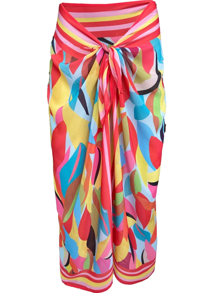 Bolder Emily Coral Tropical Silk Chiffon Pareo