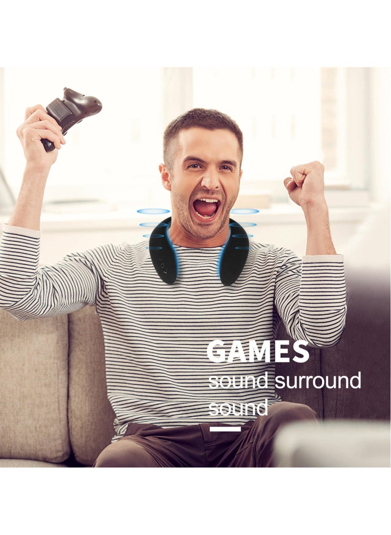 Generic - Wireless Neckband Bluetooth Headphones & Speaker System - Immersive 3D Stereo Sound for Gaming, Movies & Music with Built-in Microphone, Comfortable Wearable Design - Image 1