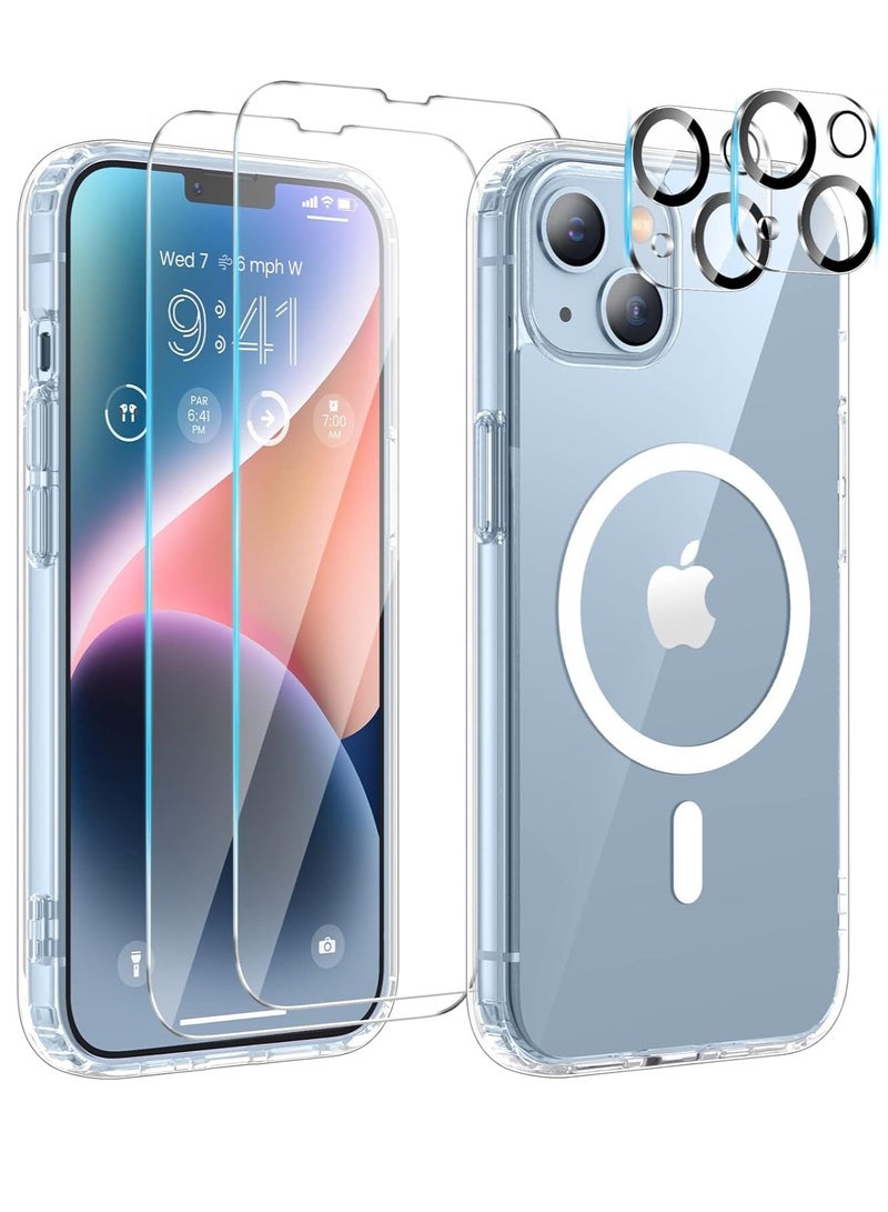 ELTRAZONE Super 5-in-1 Magnetic Clear Case for iPhone 15 (6.1", 2023) – Includes 2 Screen Protectors & 2 Camera Lens Protectors, Yellowing-Resistant, MagSafe Compatible - Image 1