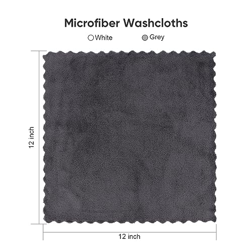 Orighty Ultra Soft Washcloths 12 Pack, Premium Microfiber Towel Sets 12x12 inches, Absorbent and Quick Drying Coral Velvet Washcloth, Multi-Purpose Wash Cloths for Bathroom, Hotel, and Gym (Grey) - Image 5