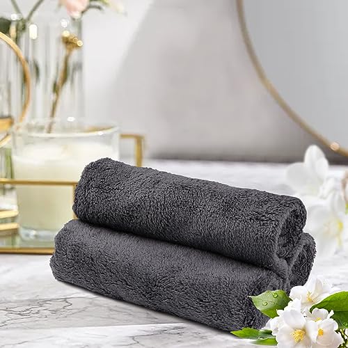 Orighty Ultra Soft Washcloths 12 Pack, Premium Microfiber Towel Sets 12x12 inches, Absorbent and Quick Drying Coral Velvet Washcloth, Multi-Purpose Wash Cloths for Bathroom, Hotel, and Gym (Grey) - Image 4