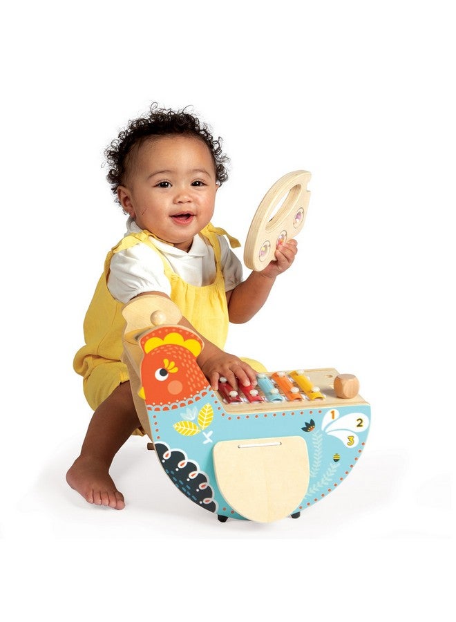 Manhattan Toy Manhattan Toy Musical Chicken Wooden Instrument for Toddlers with Xylophone, Drumsticks, Cymbal and Maraca,Blue - Image 4