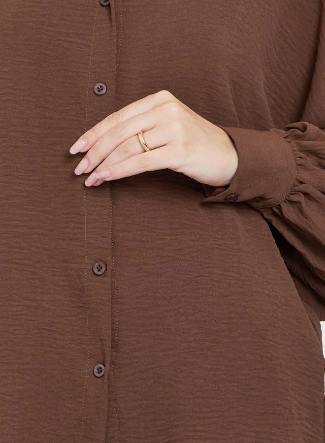Styli  Styli Women Brown Longline Shirt and Pants Co-Ords for Women | Best Price UAE