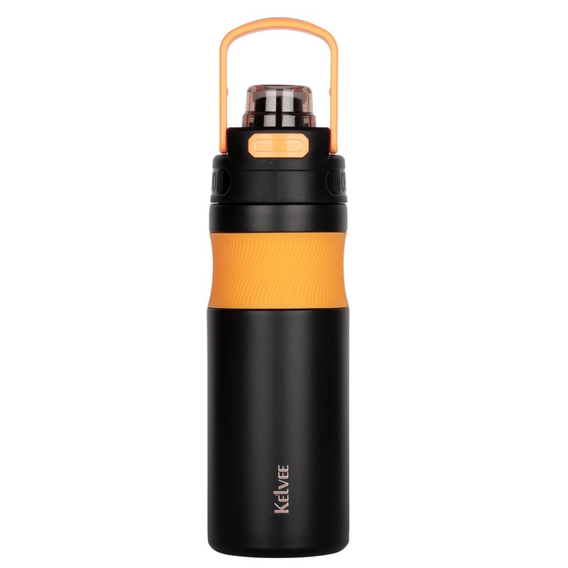 KELVEE Water Bottle with Leak Proof Lid Metal Vacuum Insulated 304 Stainless Steel 750ml, Reusable Leak Proof Flask 24 Hours Hot and Cold for Home, Office, School, Travel Bottle (Charcoal) - Image 1