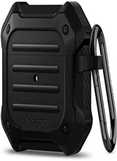 Spigen tough armor case designed for apple airpods 3 (3rd generation - 2021), protective airpods 3 case with keychain [dual layer solid protection] - black