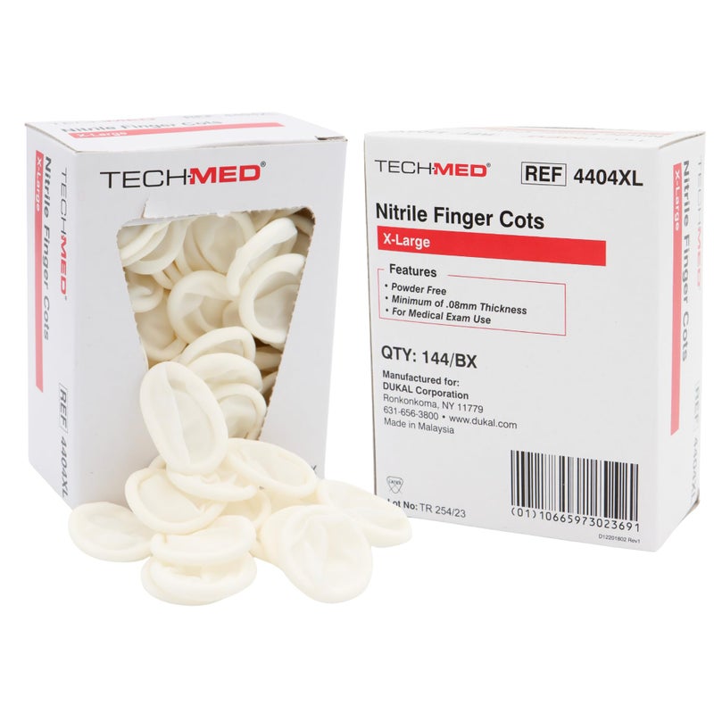 TEC 4404XL TechMed Nitrile Finger Cot XLarge 008 mm Thickness Pack of 144