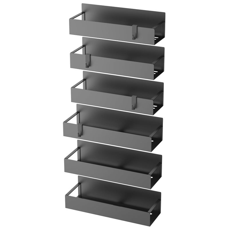 HuggieGems 6 Pack Magnetic Spice Storage Rack Organizer for Refrigerator and Oven, Black Fridge Organizers and Storage - Image 5