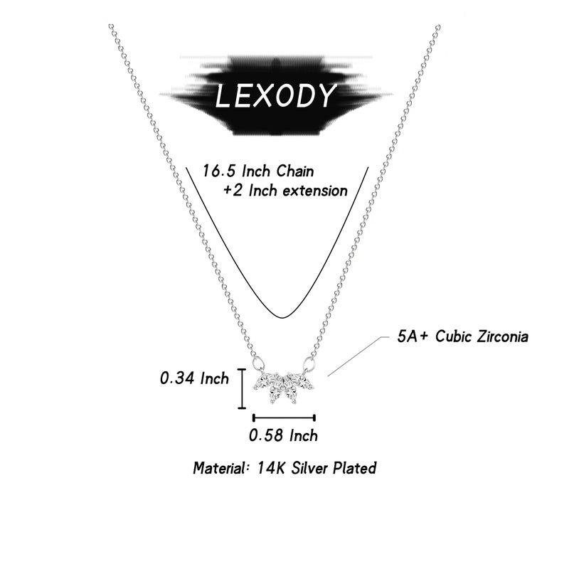 LEXODY Diamond Necklaces for Women Dainty Leaf Necklace 14k Silver Plated Layered CZ Moon Necklace Simple Diamond Choker Necklaces for Women Trendy Jewelry Gifts for Women - Image 5