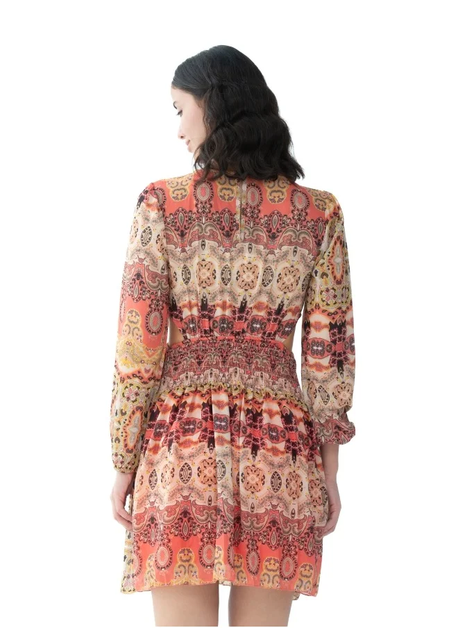HaILYS Rust Ethnic Printed Mini Dress