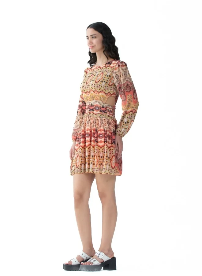 HaILYS Rust Ethnic Printed Mini Dress