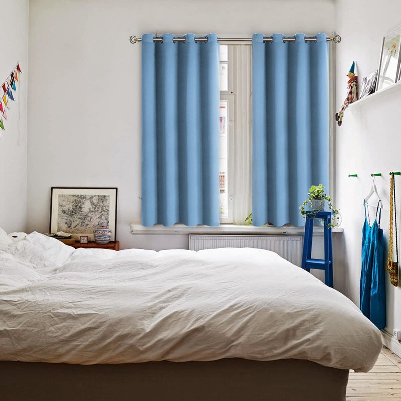 BGment Room Darkening Curtains 54 Inches Long - Grommet Thermal Insulated Drapes Window Treatment Curtains for Bedroom  2 Panels  52 x 54 Inch  Sky Blue - Image 2