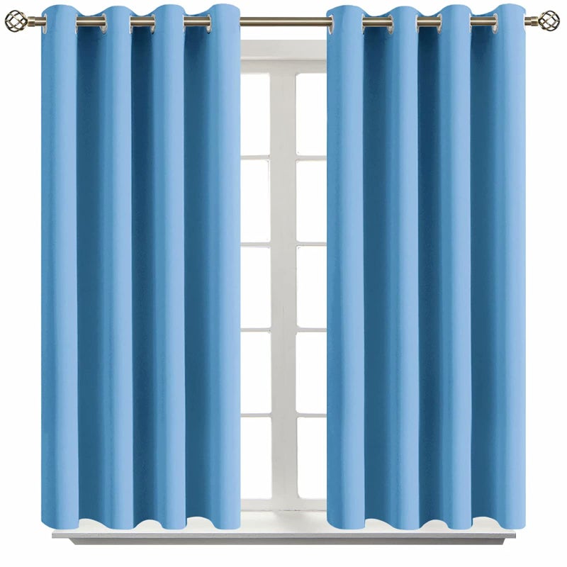 BGment Room Darkening Curtains 54 Inches Long - Grommet Thermal Insulated Drapes Window Treatment Curtains for Bedroom  2 Panels  52 x 54 Inch  Sky Blue - Image 1