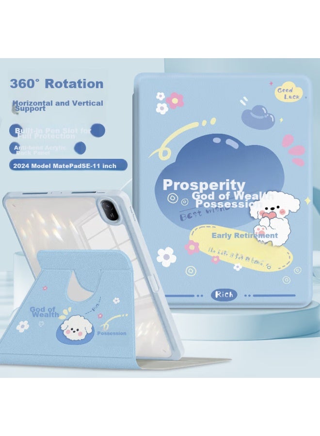 Sehan Shihan Compatible With Huawei Matepad Se 11-Inch Tablet Case With Pencil Holder, Rotating Stand, Cartoon Cute Design, Shockproof, Anti-Bend, Acrylic - Image 1