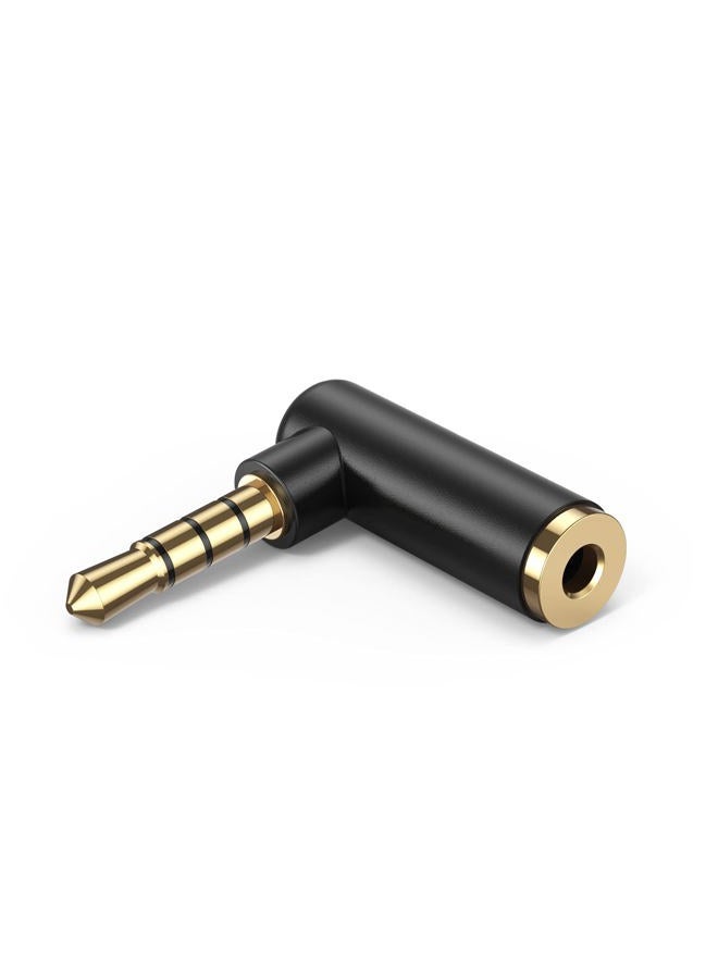 CableCreation Angle 3.5mm Audio Adapter,CableCreation 1/8 TRRS Stereo Headphone Connector Male to Female Compatible with Headset, Tablets, MP3 Players,Game Controller,Speakers,Black ([1-Pack], Angle Adapter) - Image 1