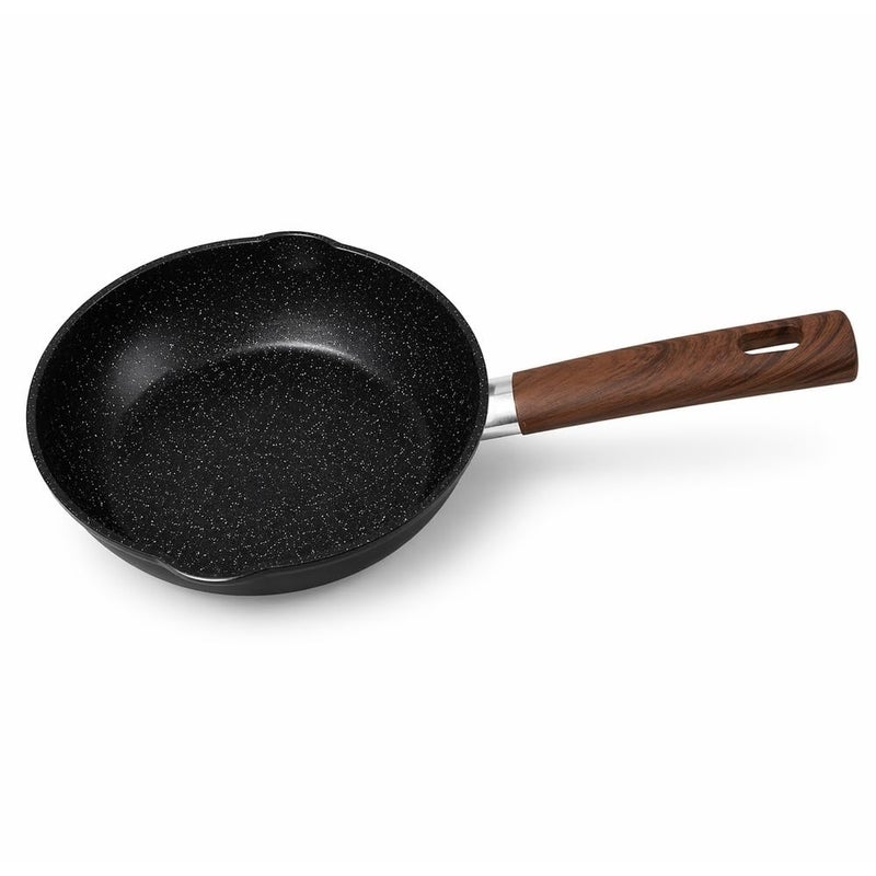 Homagator Non Stick Frying Pan Granite Coating Wooden Handle Small Skillet 16 cm - A1-16 - Image 1
