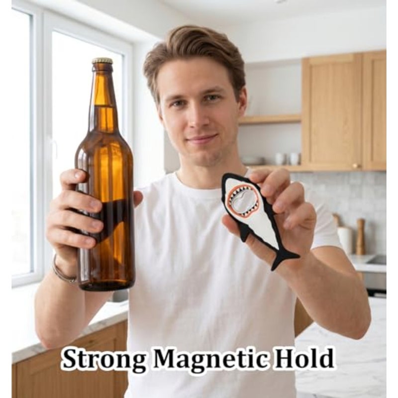 Magnet Bottle Opener Magnetic Stainless Steel and Silicone for Fridge, Beer Soda Can Openers Funny Bottle Opener Black - Image 5